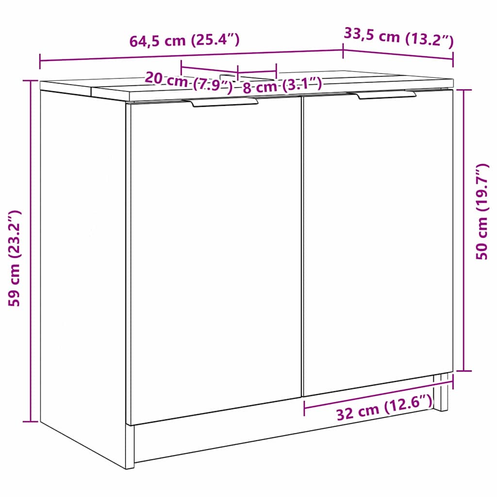 Ντουλάπι Μπάνιου με αποθήκευση Δρύς Sonoma 64,5 x 33,5 x 59 εκ.