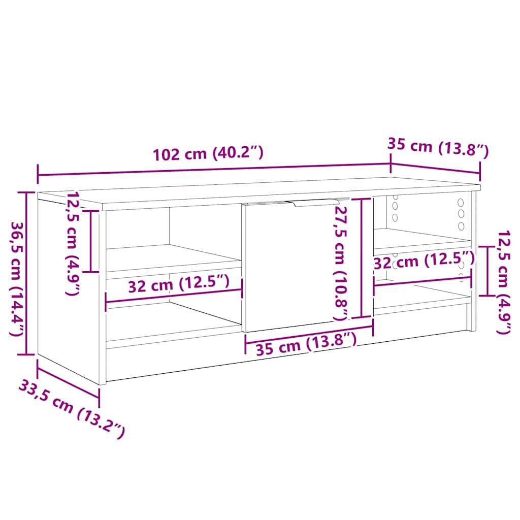 Ντουλάπι TV Artisan Oak 102 x 35 x 36,5 εκ Επεξεργασμένο ξύλο
