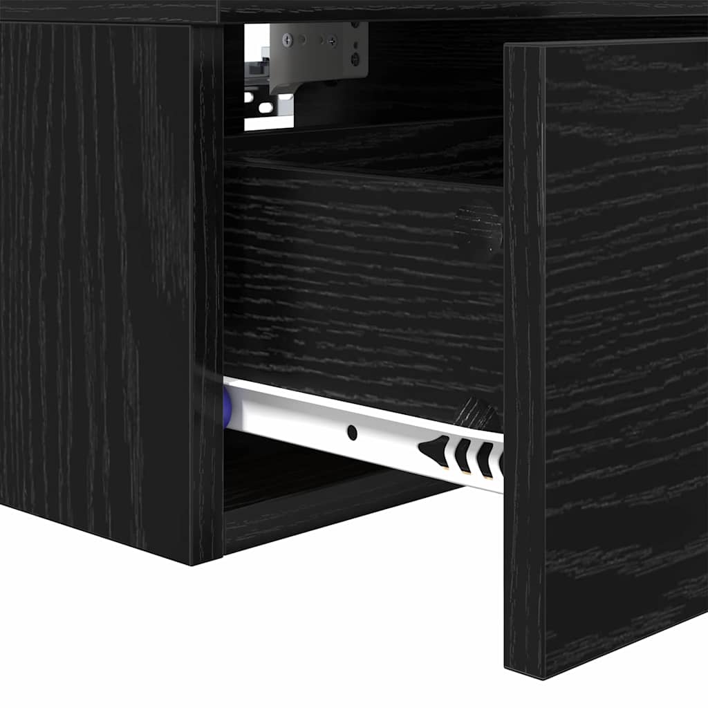 Κομοδίνο 2 pcs Μαύρη Οξυά 34 x 30 x 20 εκ Επεξεργασμένο ξύλο