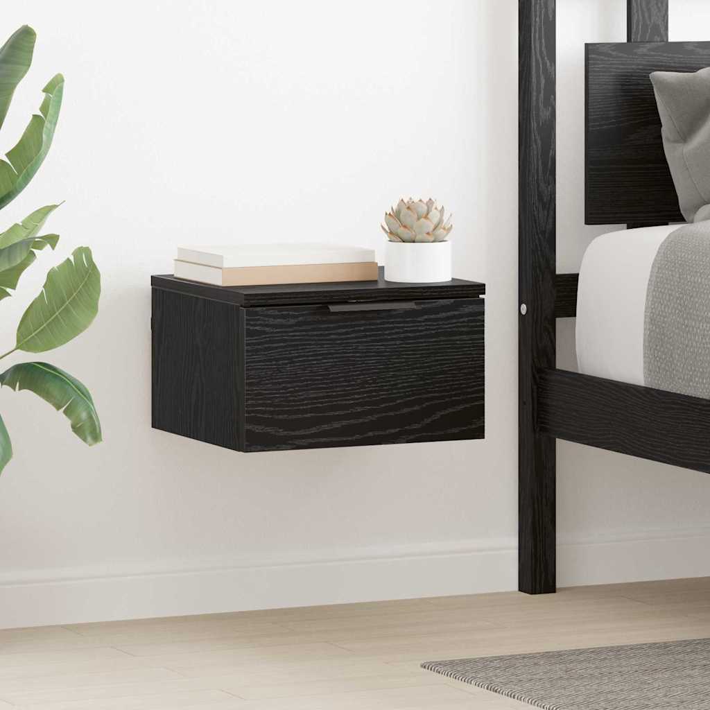 Κομοδίνο 2 pcs Μαύρη Οξυά 34 x 30 x 20 εκ Επεξεργασμένο ξύλο