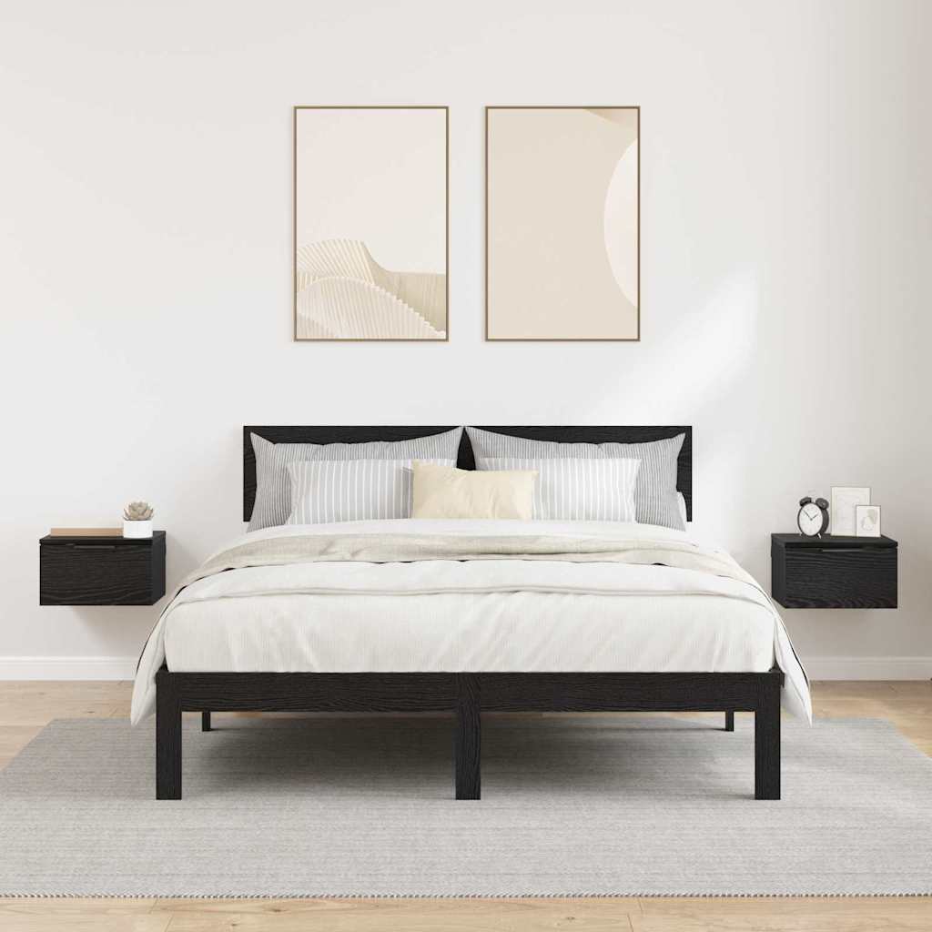 Κομοδίνο 2 pcs Μαύρη Οξυά 34 x 30 x 20 εκ Επεξεργασμένο ξύλο