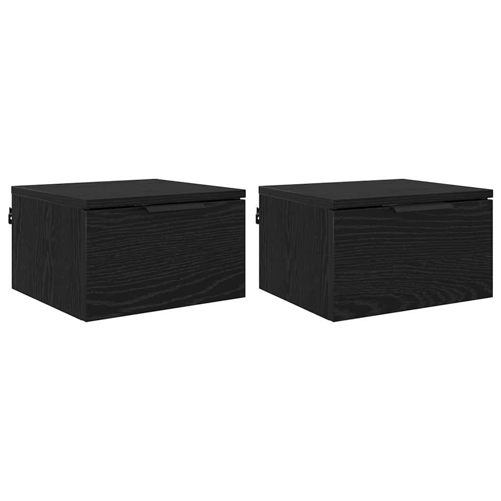 Κομοδίνο 2 pcs Μαύρη Οξυά 34 x 30 x 20 εκ Επεξεργασμένο ξύλο