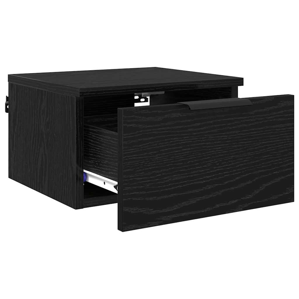 Κομοδίνο 2 pcs Μαύρη Οξυά 34 x 30 x 20 εκ Επεξεργασμένο ξύλο