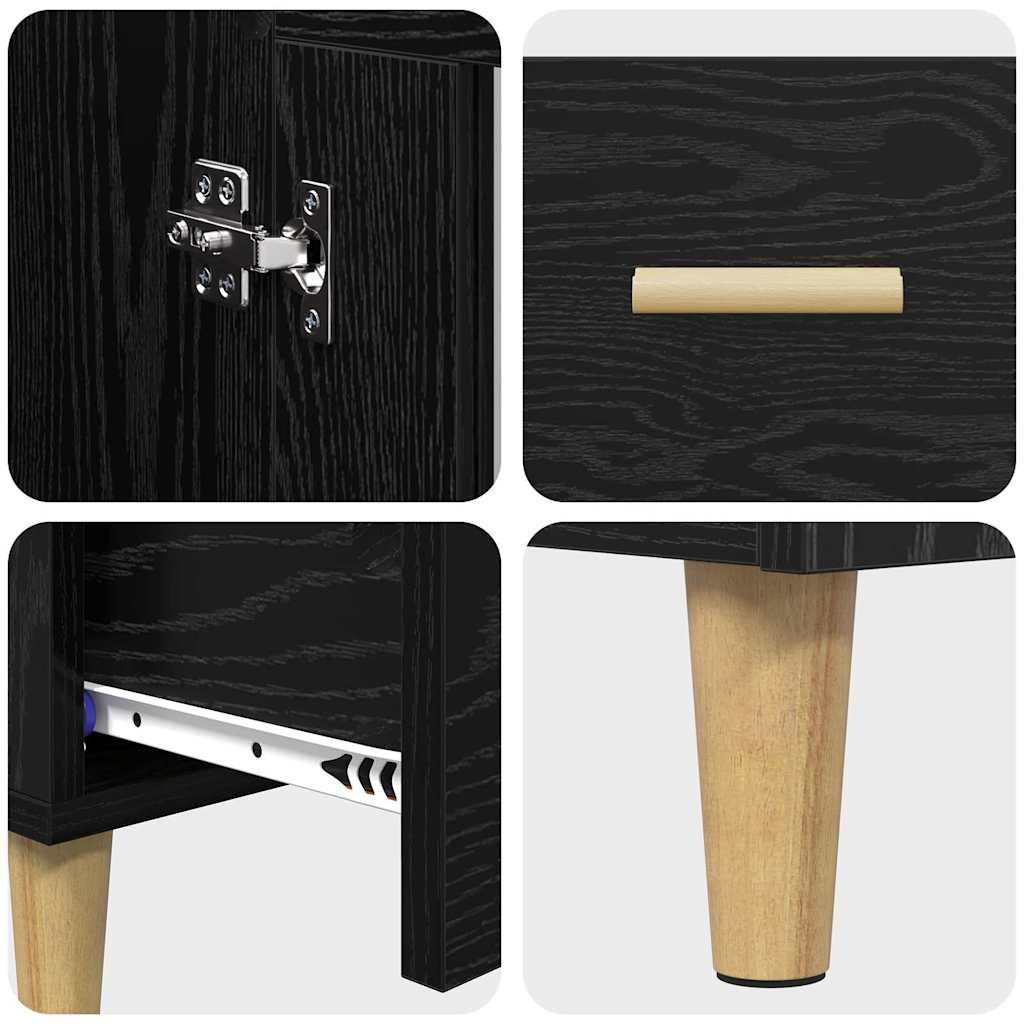 Highboard Μαύρη Οξυά 70 x 31 x 115 εκ Επεξεργασμένο ξύλο