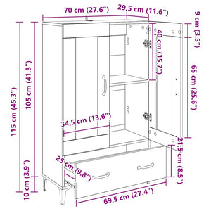 Highboard με συρτάρι Παλιό Ξύλο 70 x 31 x 115 εκ - Pakobazaar