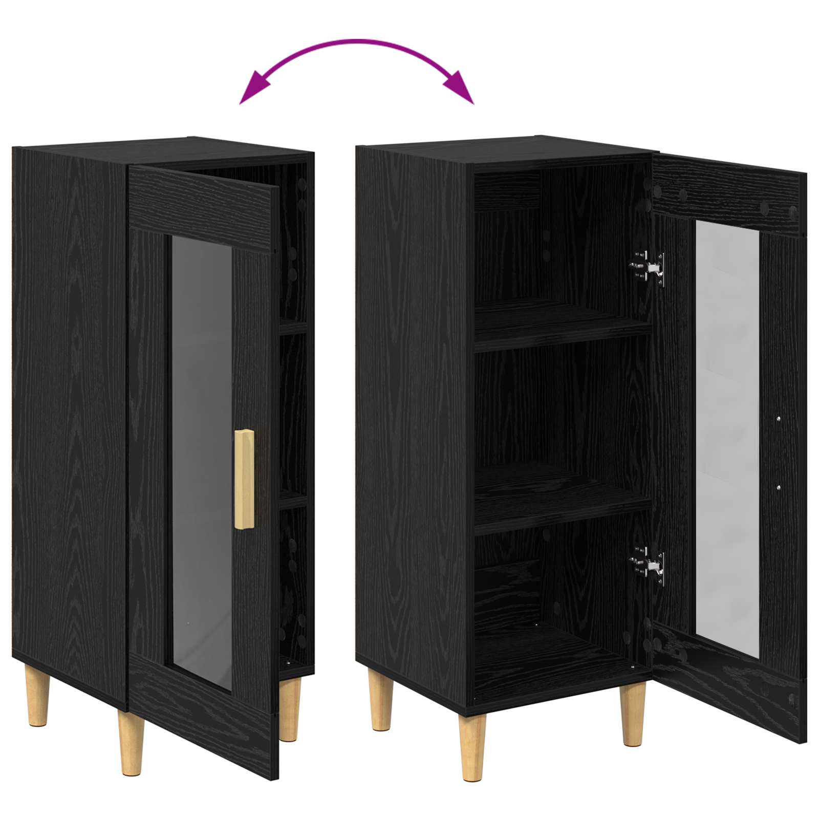 Πλαϊνό γραφείο Μαύρη Οξυά 34.5 x 32.5 x 90 εκ. - Pakobazaar