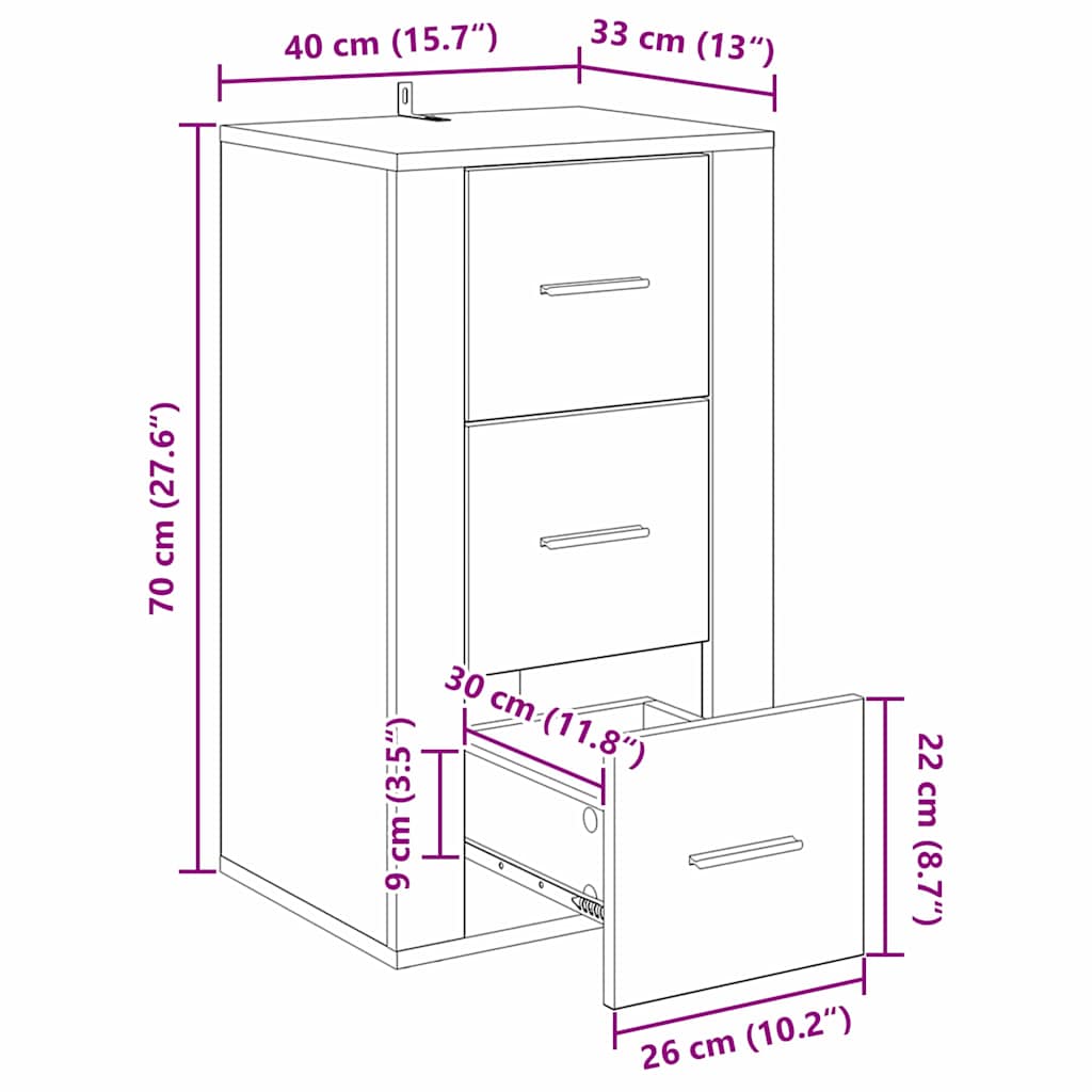 Πλαϊνό γραφείο Artisan Oak 40 x 33 x 70 εκ. Επεξεργασμένο ξύλο - Pakobazaar