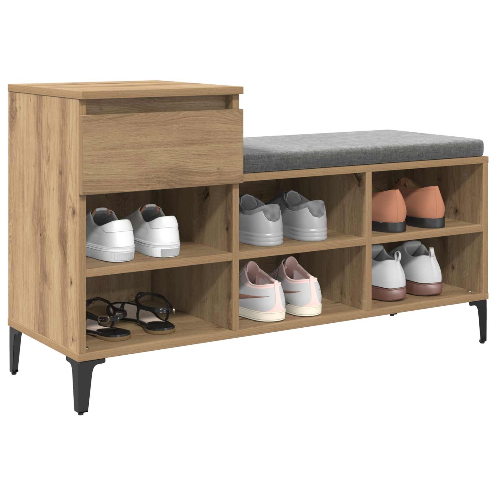 Ντουλάπα Παπουτσιών με συρτάρι artisan δρυς 102 x 36 x 60 εκ. - Pakobazaar