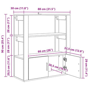 Πλαϊνό γραφείο Μαύρη δρυς 30 x 80 x 90 εκ Επεξεργασμένο Ξύλο