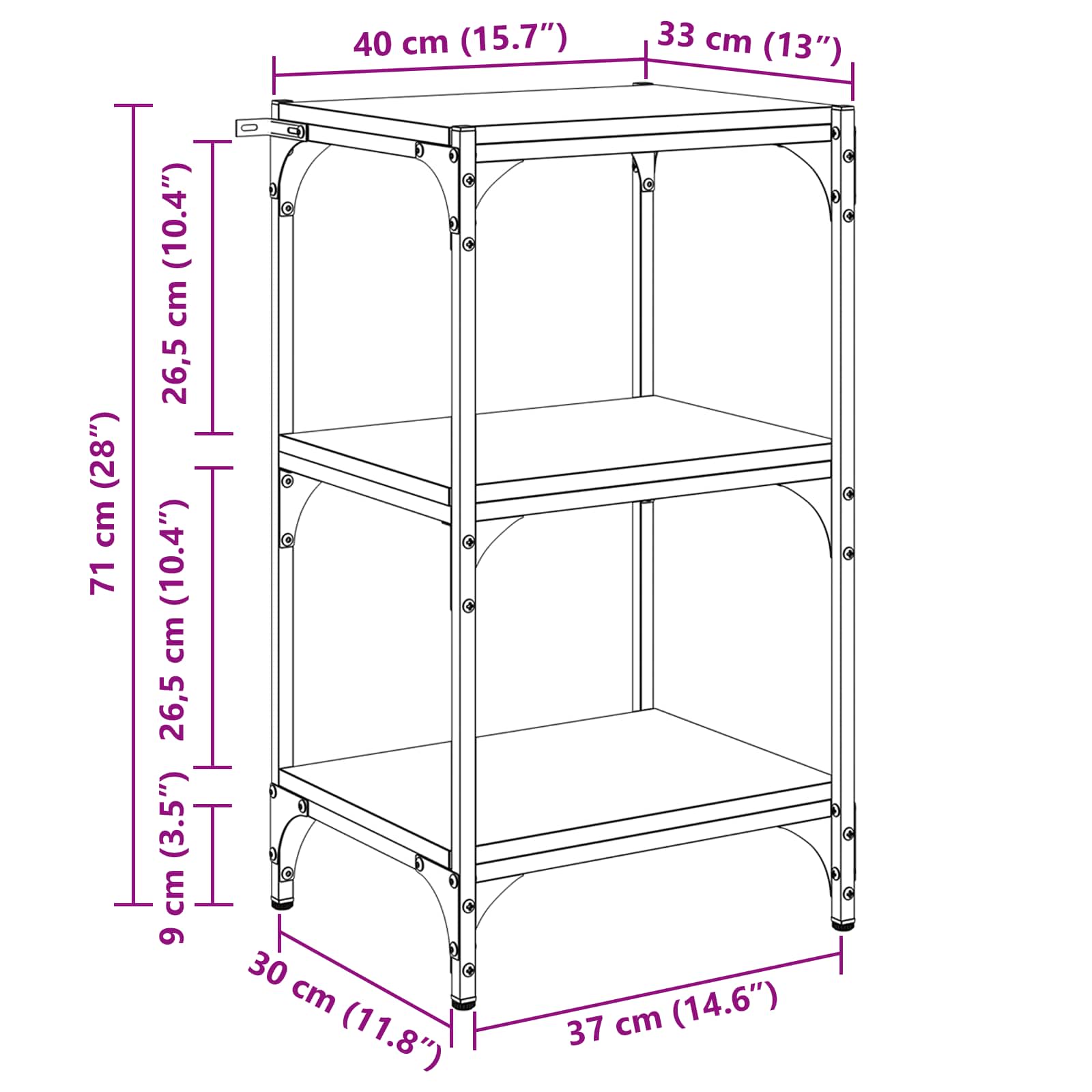 Βιβλιοθήκη Μαύρη δρυς 40 x 33 x 70,5 εκ. - Pakobazaar