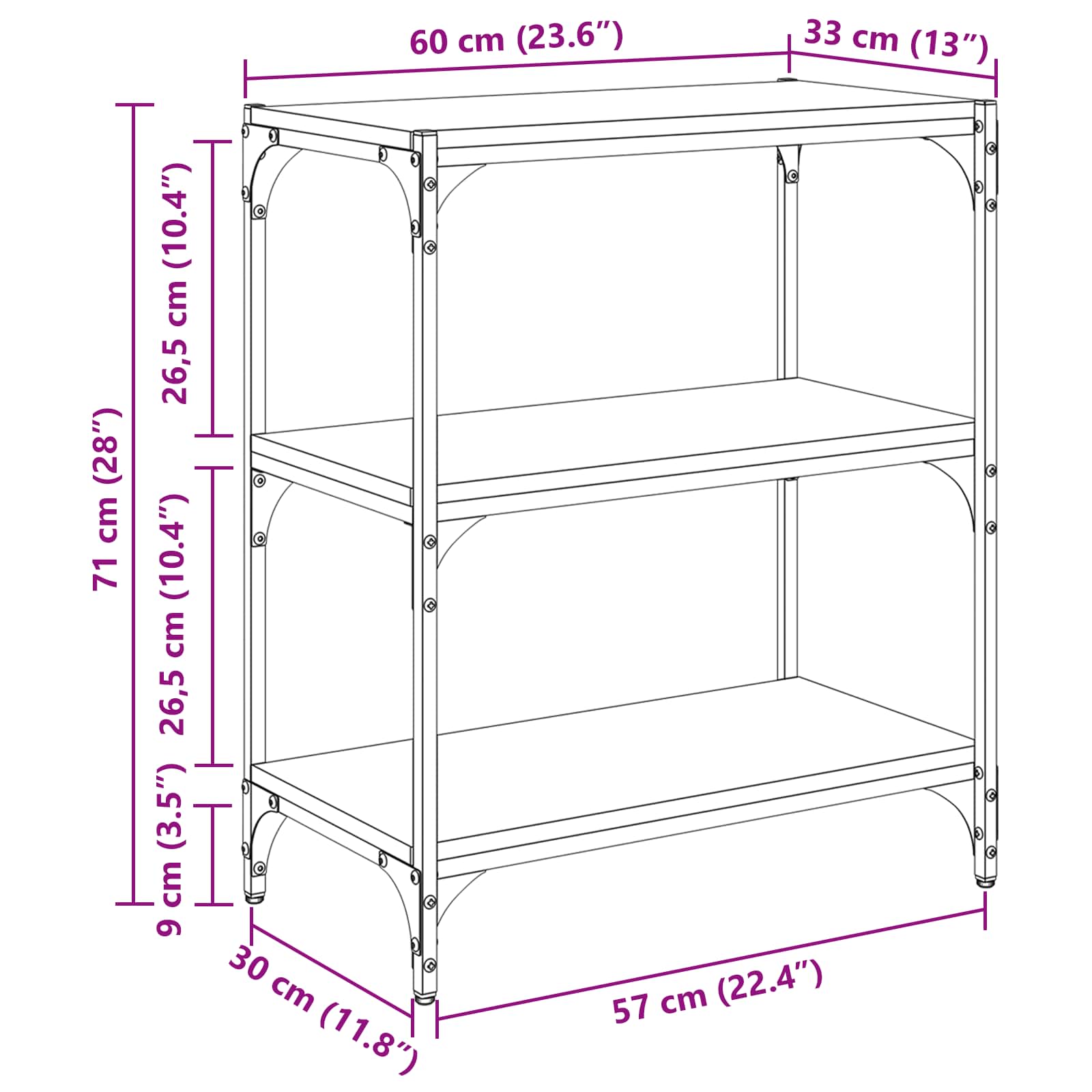 Βιβλιοθήκη artisan δρυς 60 x 33 x 70,5 εκ. - Pakobazaar