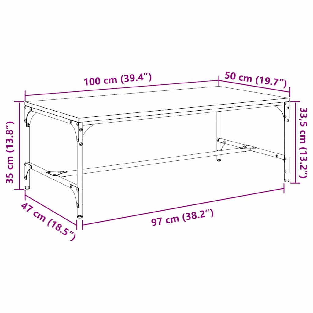 Τραπεζάκι σαλονιού Μαύρη Οξυά 100 x 50 x 35 cm