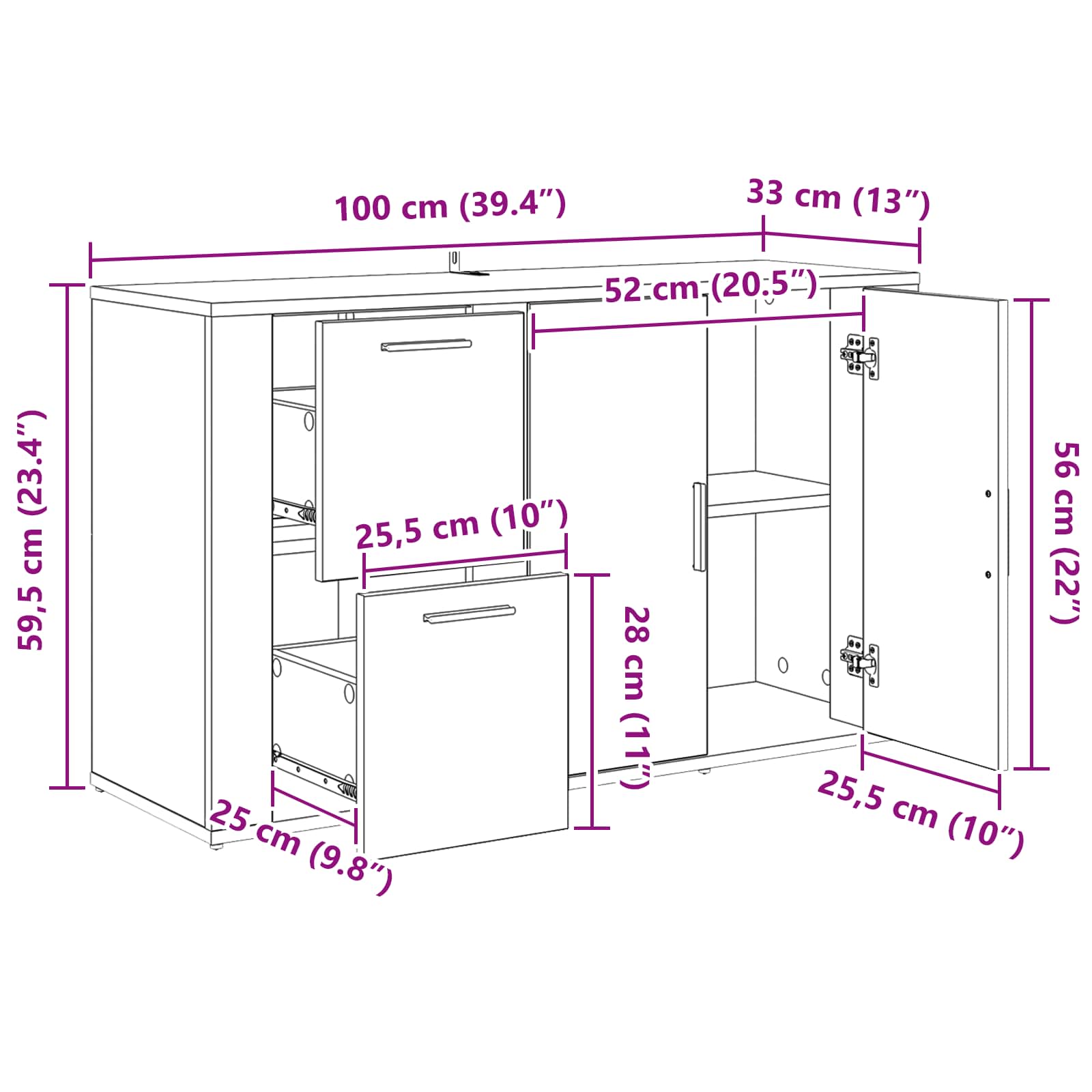 Πλαϊνό γραφείο Artisan Oak 100 x 33 x 59.5 εκ. - Pakobazaar