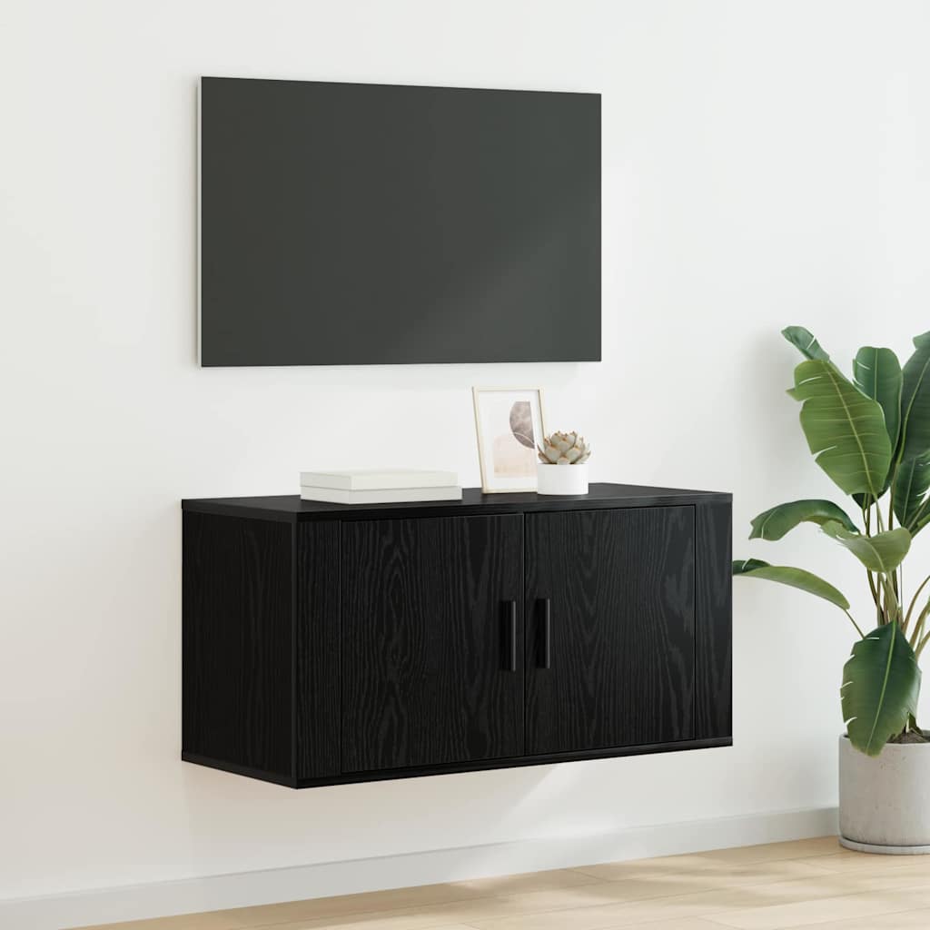Κρεμαστό Ντουλάπι Τηλεόρασης Μαύρη δρυς 80 x 34.5 x 40 εκ - Pakobazaar