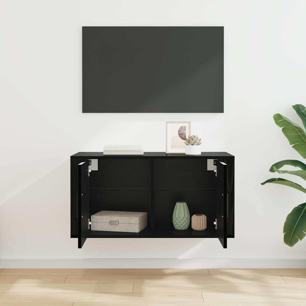 Κρεμαστό Ντουλάπι Τηλεόρασης Μαύρη δρυς 80 x 34.5 x 40 εκ - Pakobazaar