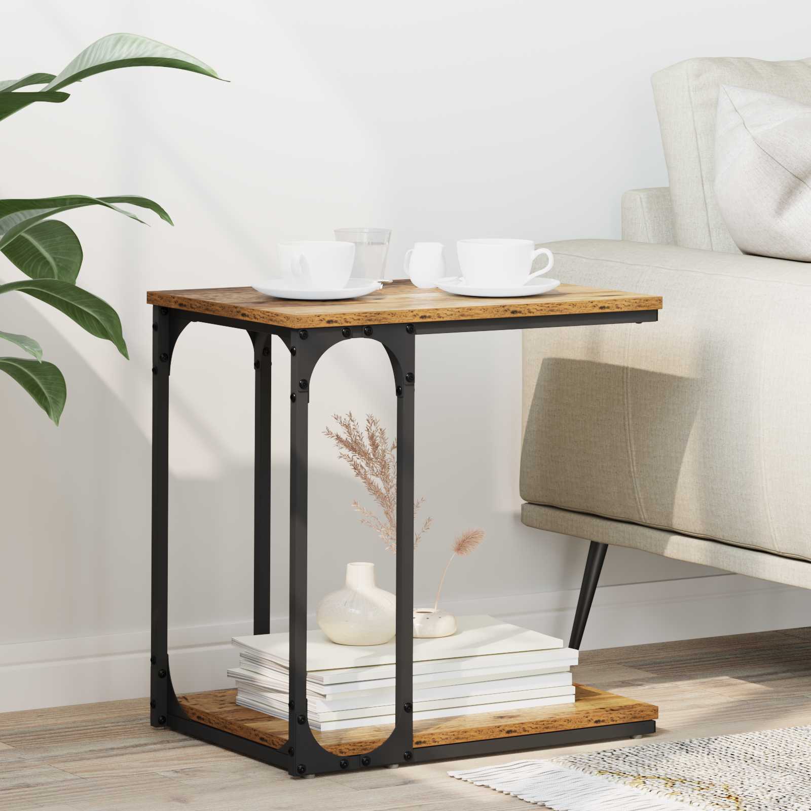 Τραπεζάκι Πλευράς με ράφι Παλαιό ξύλο 50 x 35 x 52 cm - Pakobazaar