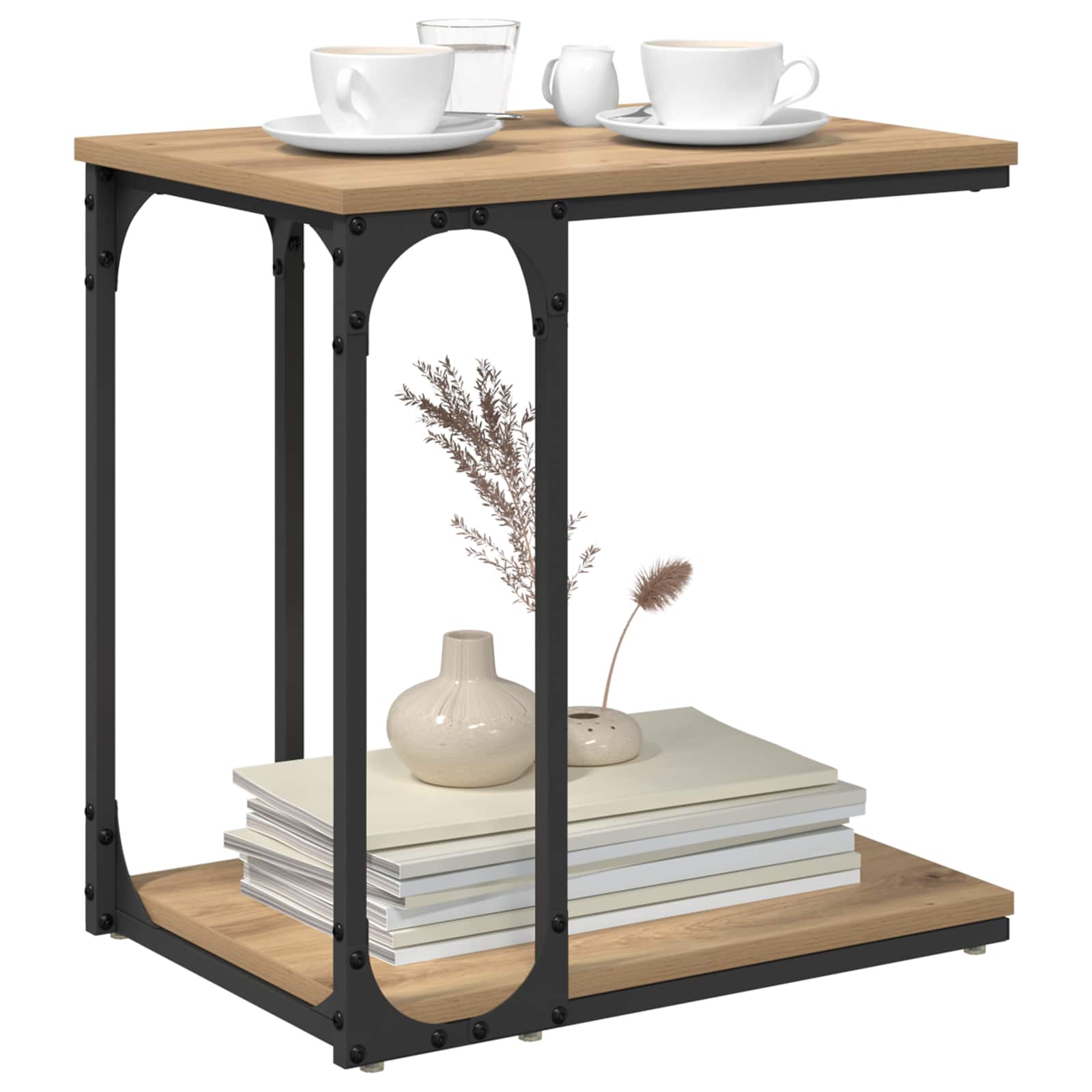 Τραπεζάκι Πλευράς με ράφι Artisan Oak 50 x 35 x 52 cm - Pakobazaar