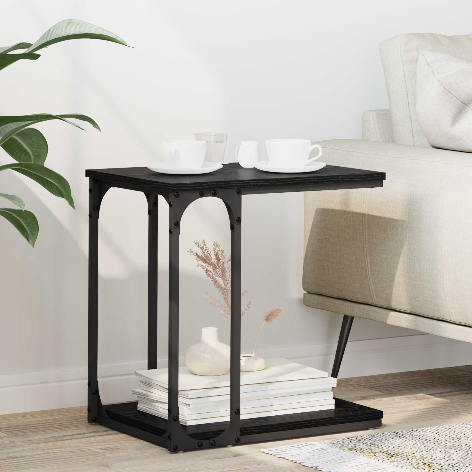 Τραπεζάκι Πλευράς Μαύρη Οξυά 50 x 35 x 52 cm Επεξεργασμένο ξύλο - Pakobazaar