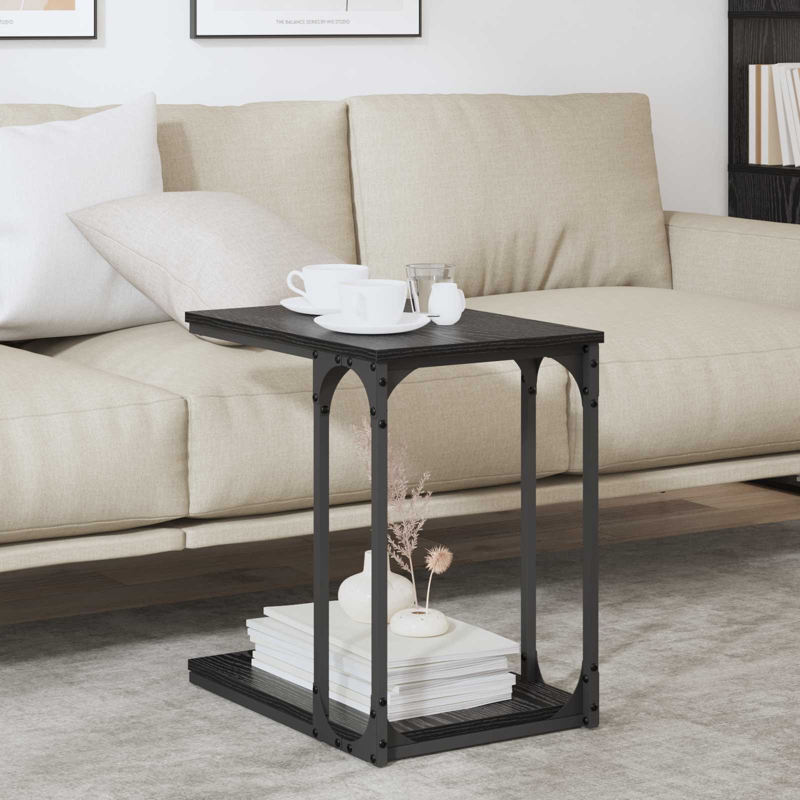 Τραπεζάκι Πλευράς Μαύρη Οξυά 50 x 35 x 52 cm Επεξεργασμένο ξύλο - Pakobazaar