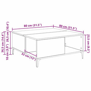 Τραπεζάκι σαλονιού Μαύρη Οξυά 80 x 80 x 36,5 εκ - Pakobazaar