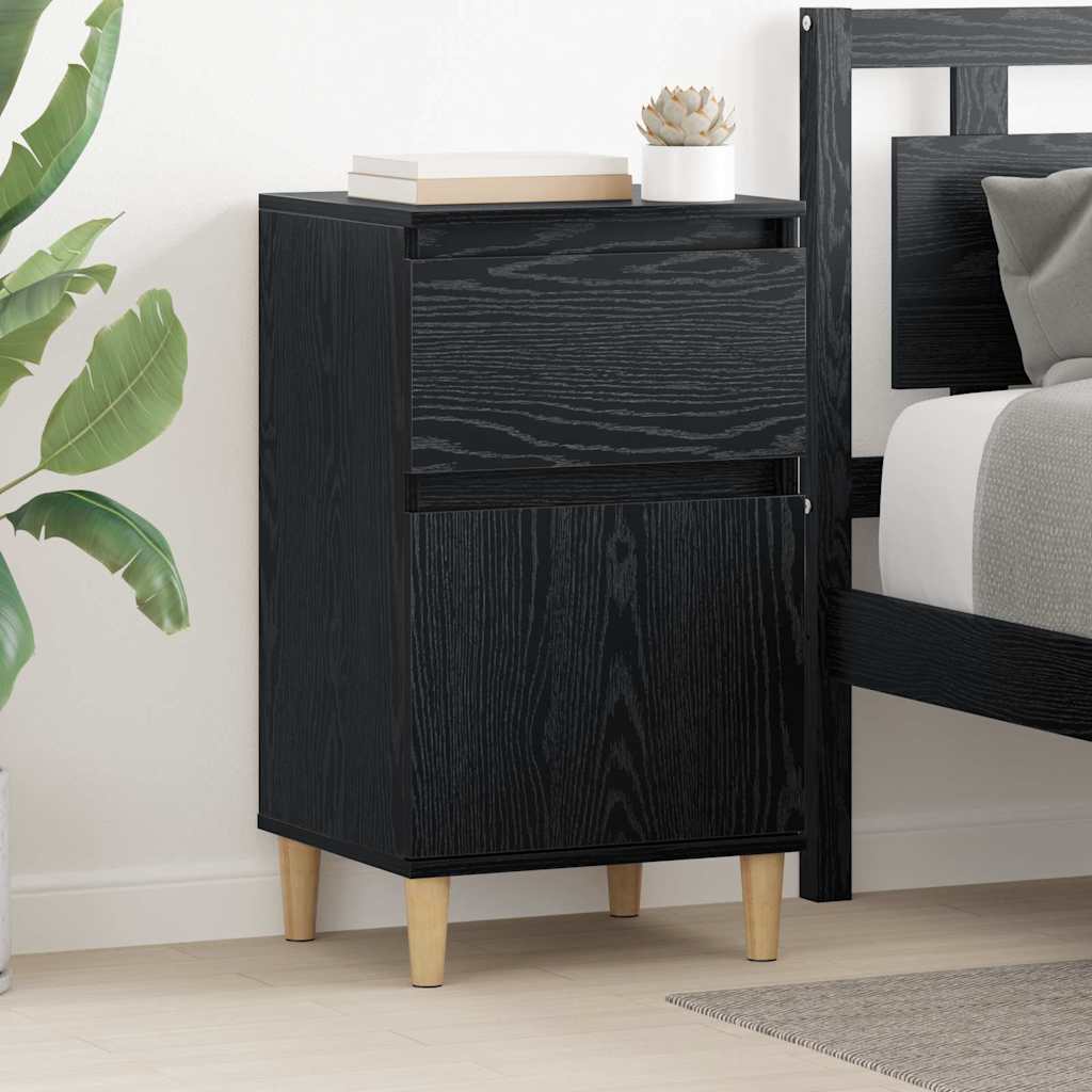 Κομοδίνο 2 pcs Μαύρη Οξυά 40 x 35 x 70 εκ. Επεξεργασμένο ξύλο