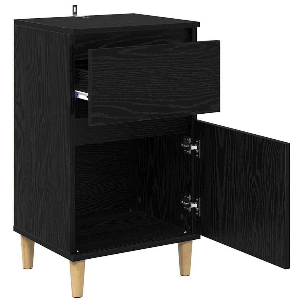 Κομοδίνο 2 pcs Μαύρη Οξυά 40 x 35 x 70 εκ. Επεξεργασμένο ξύλο