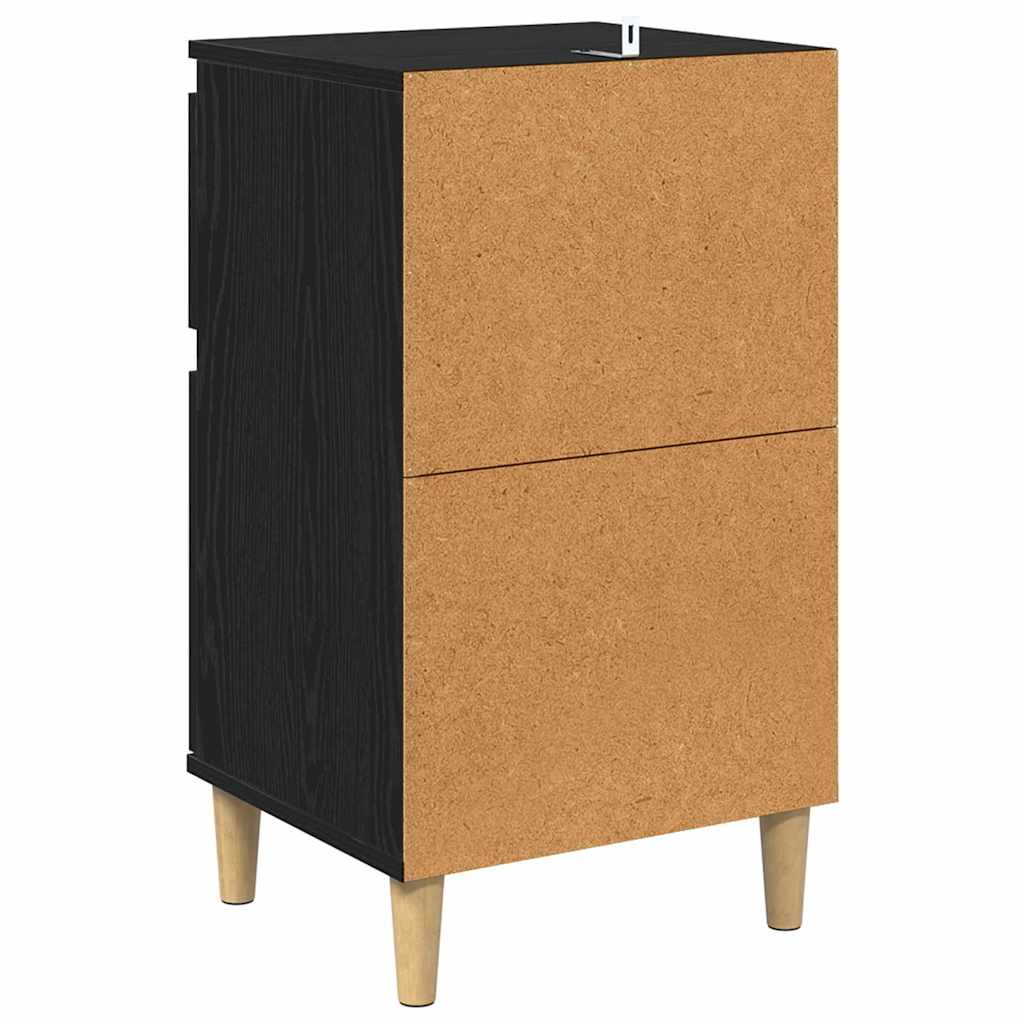 Κομοδίνο 2 pcs Μαύρη Οξυά 40 x 35 x 70 εκ. Επεξεργασμένο ξύλο