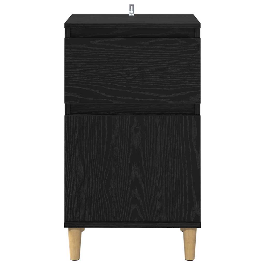 Κομοδίνο 2 pcs Μαύρη Οξυά 40 x 35 x 70 εκ. Επεξεργασμένο ξύλο