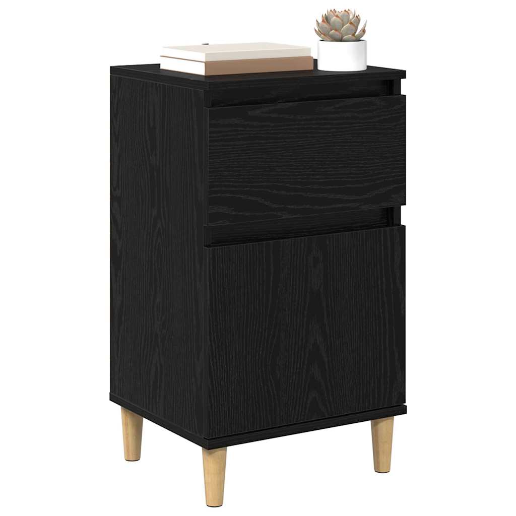 Κομοδίνο 2 pcs Μαύρη Οξυά 40 x 35 x 70 εκ. Επεξεργασμένο ξύλο