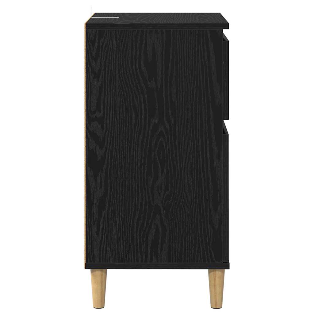 Κομοδίνο 2 pcs Μαύρη Οξυά 40 x 35 x 70 εκ. Επεξεργασμένο ξύλο