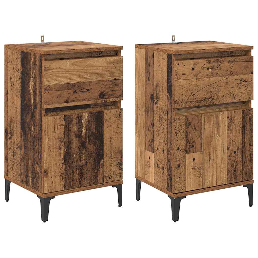 Κομοδίνο 2 pcs Παλιό ξύλο 40 x 35 x 70 εκ. Επεξεργασμένο ξύλο
