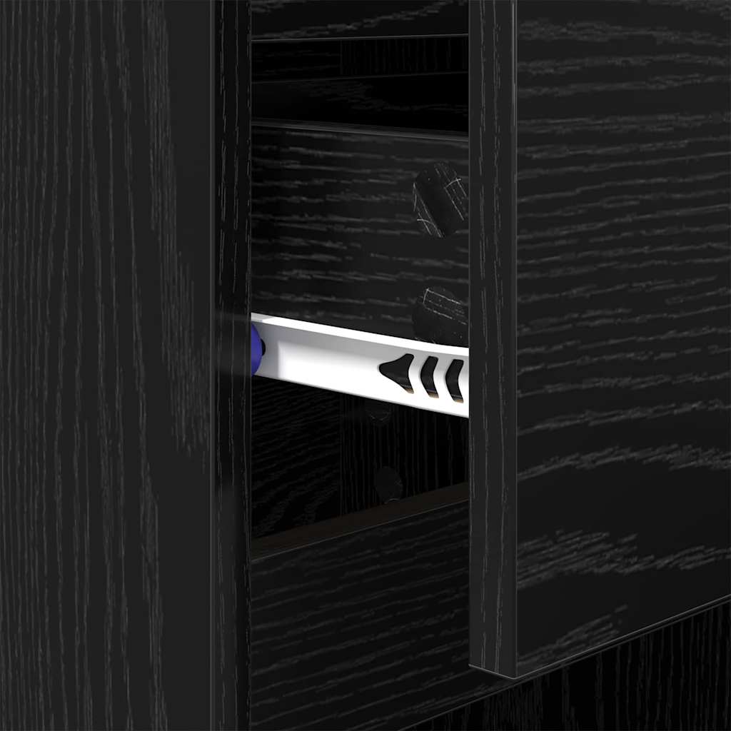 Κομοδίνο 2 pcs Μαύρη Οξυά 40 x 35 x 70 εκ. Επεξεργασμένο ξύλο