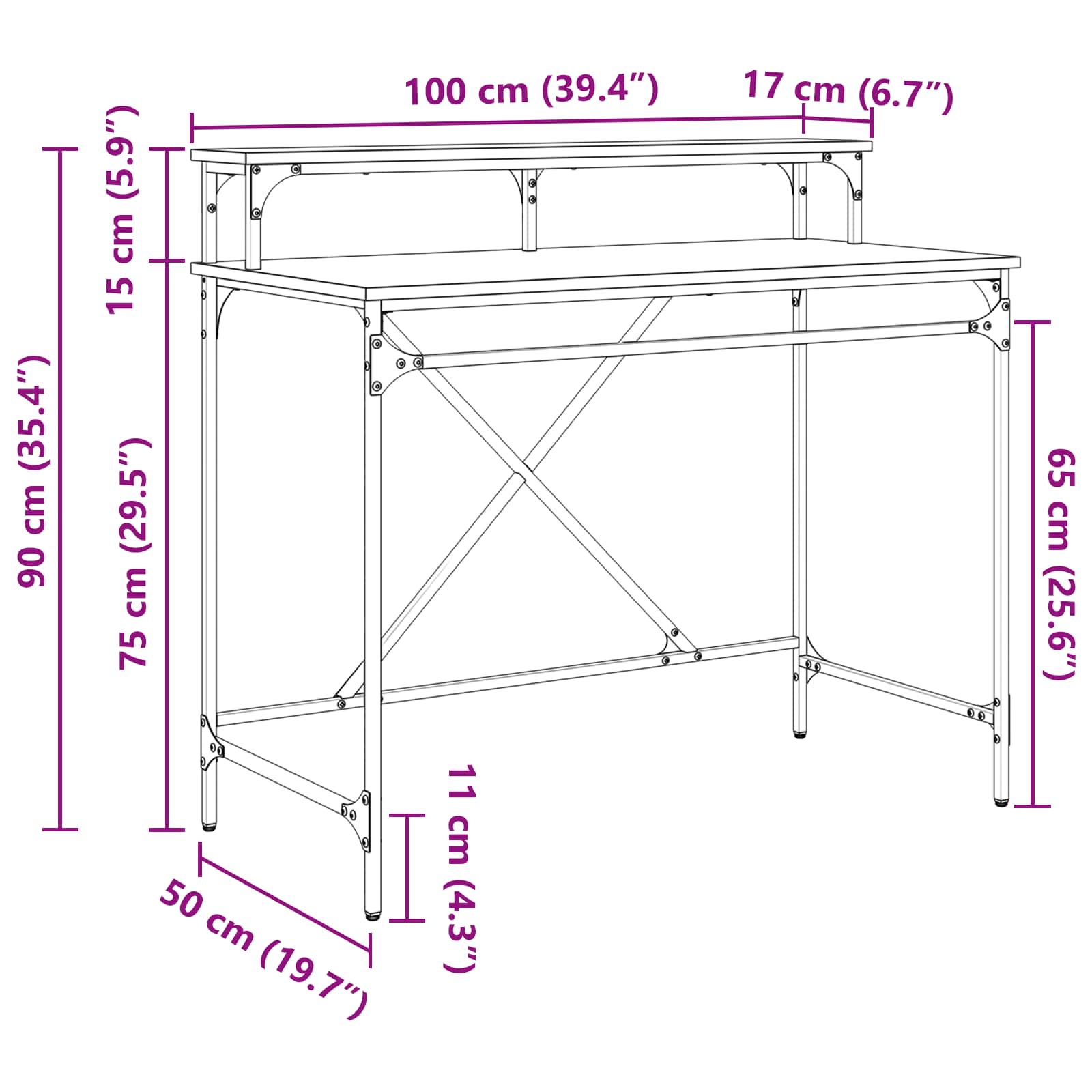 Γραφείο Artisan Oak 100 x 50 x 90 cm Επεξεργασμένο ξύλο - Pakobazaar