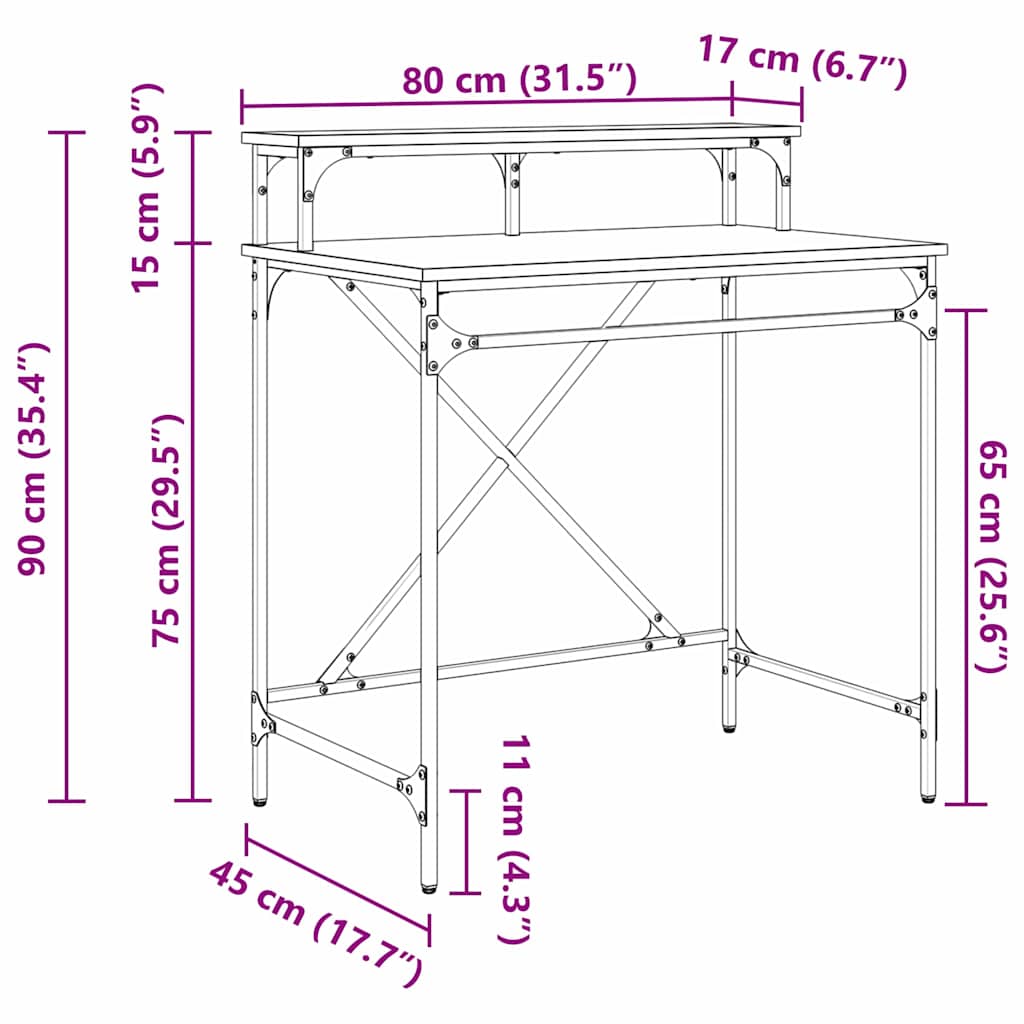 Γραφείο Μαύρη Οξυά 80 x 50 x 90 cm Επεξεργασμένο ξύλο - Pakobazaar