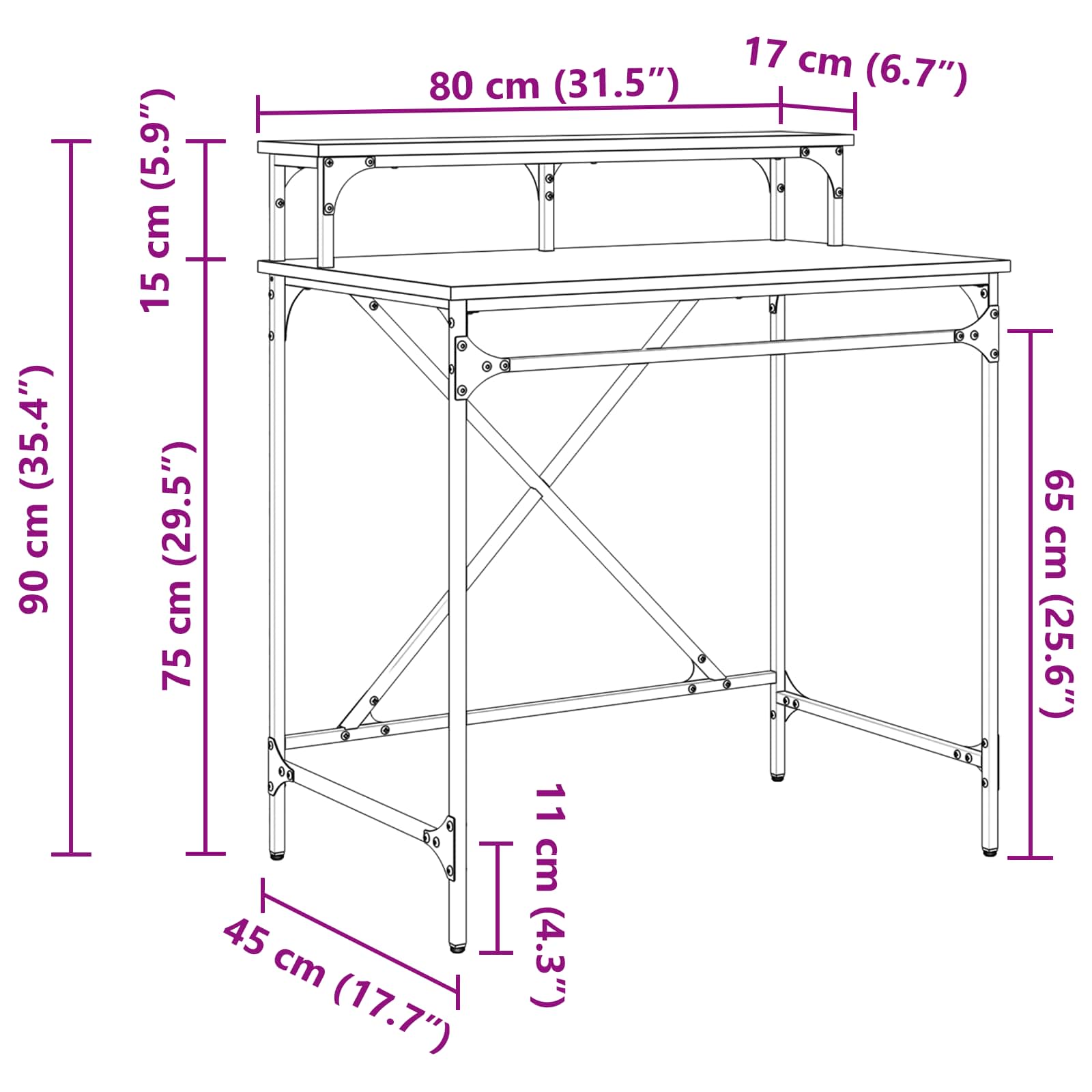 Γραφείο Μαύρη Οξυά 80 x 50 x 90 cm Επεξεργασμένο ξύλο - Pakobazaar