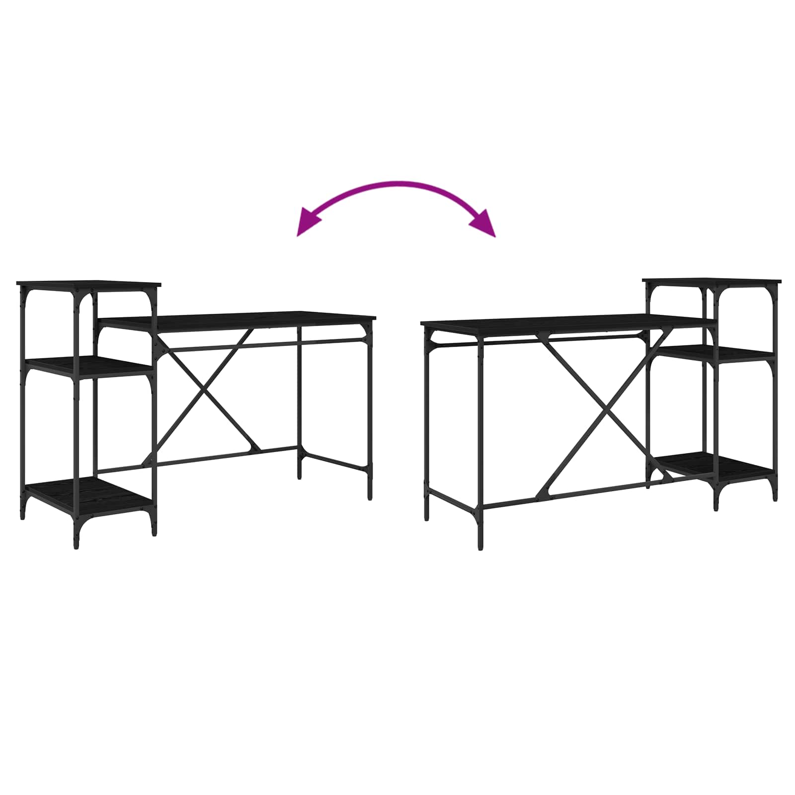 Γραφείο Μαύρη Οξυά 135 x 50 x 90 cm Επεξεργασμένο ξύλο - Pakobazaar