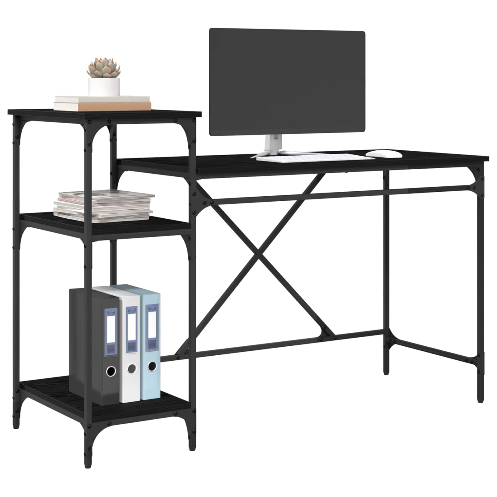Γραφείο Μαύρη Οξυά 135 x 50 x 90 cm Επεξεργασμένο ξύλο - Pakobazaar