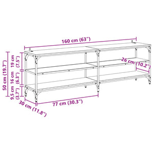 Ντουλάπι TV Μαύρη Οξυά 160 x 30 x 50 εκ - Pakobazaar