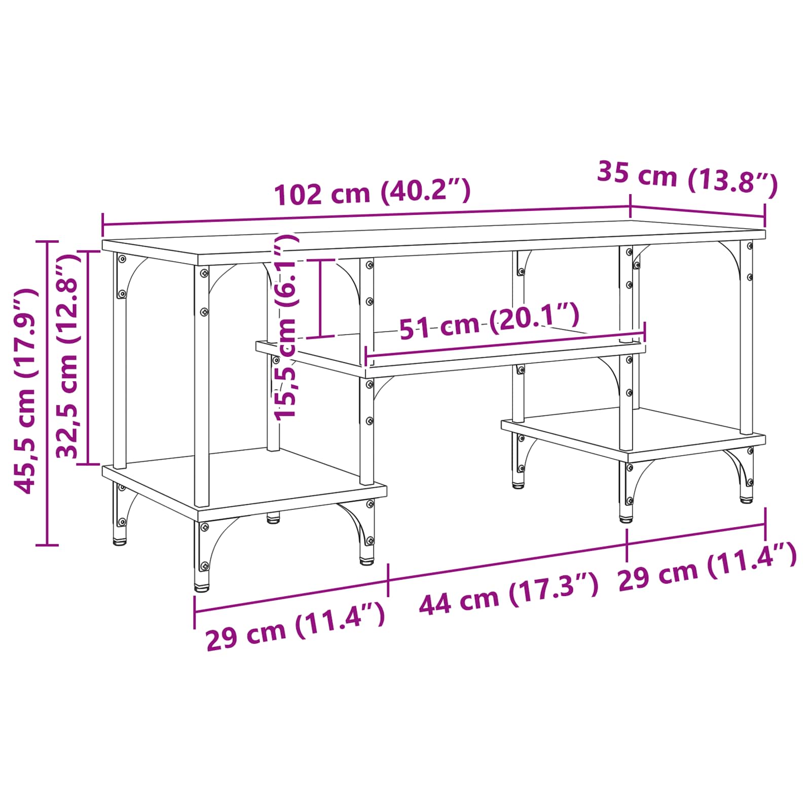 Ντουλάπι TV Παλιό Ξύλο 102 x 35 x 45,5 εκ - Pakobazaar