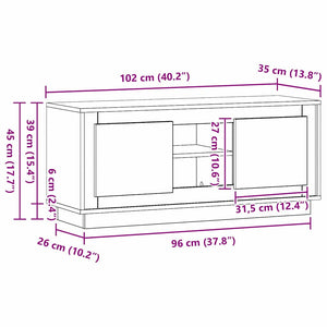 Ντουλάπι TV 102 x 35 x 45 εκ. Μαύρη Οξυά Επεξεργασμένο Ξύλο