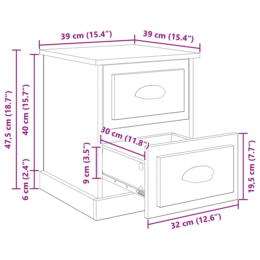Κομοδίνο Παλιό ξύλο 39 x 39 x 47.5 εκ Επεξεργασμένο ξύλο - Pakobazaar