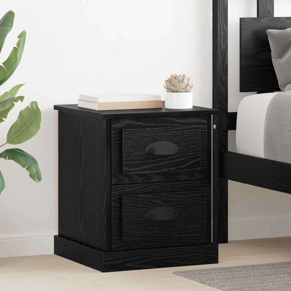 Κομοδίνο 2 pcs Μαύρη Οξυά 39 x 39 x 47.5 εκ Επεξεργασμένο ξύλο - Pakobazaar