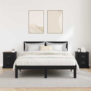 Κομοδίνο 2 pcs Μαύρη Οξυά 39 x 39 x 47.5 εκ Επεξεργασμένο ξύλο - Pakobazaar