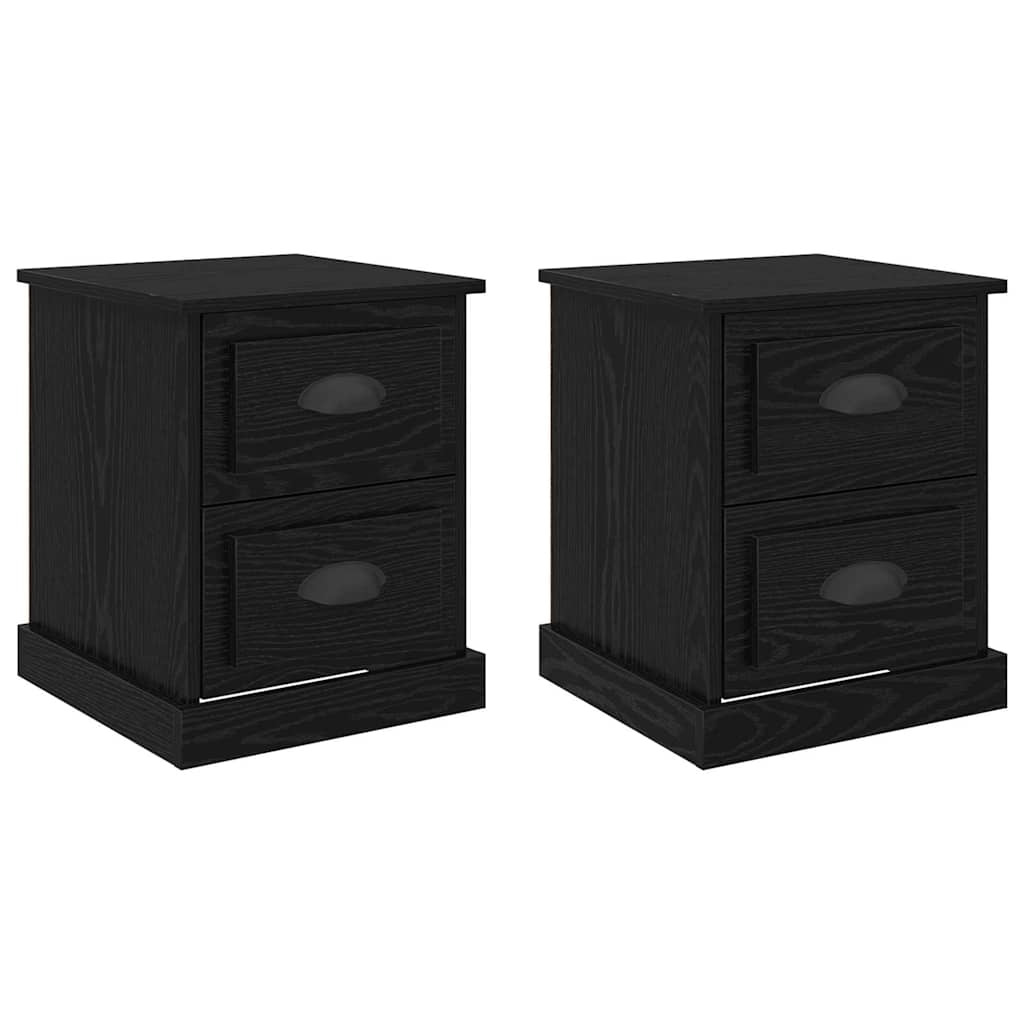 Κομοδίνο 2 pcs Μαύρη Οξυά 39 x 39 x 47.5 εκ Επεξεργασμένο ξύλο - Pakobazaar