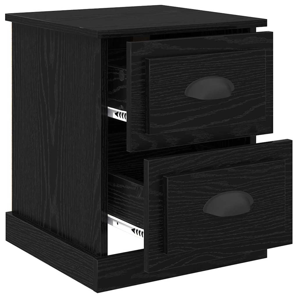 Κομοδίνο 2 pcs Μαύρη Οξυά 39 x 39 x 47.5 εκ Επεξεργασμένο ξύλο - Pakobazaar