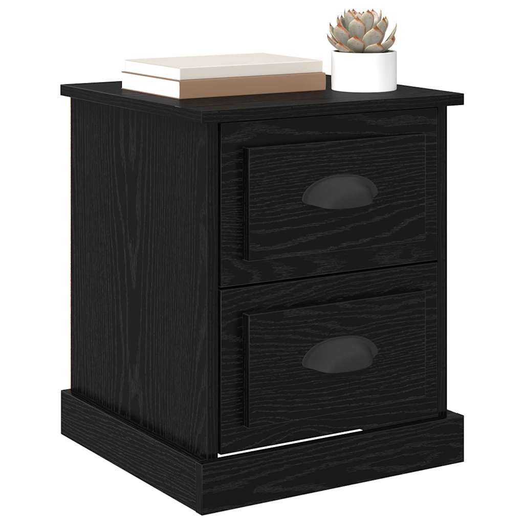 Κομοδίνο 2 pcs Μαύρη Οξυά 39 x 39 x 47.5 εκ Επεξεργασμένο ξύλο - Pakobazaar