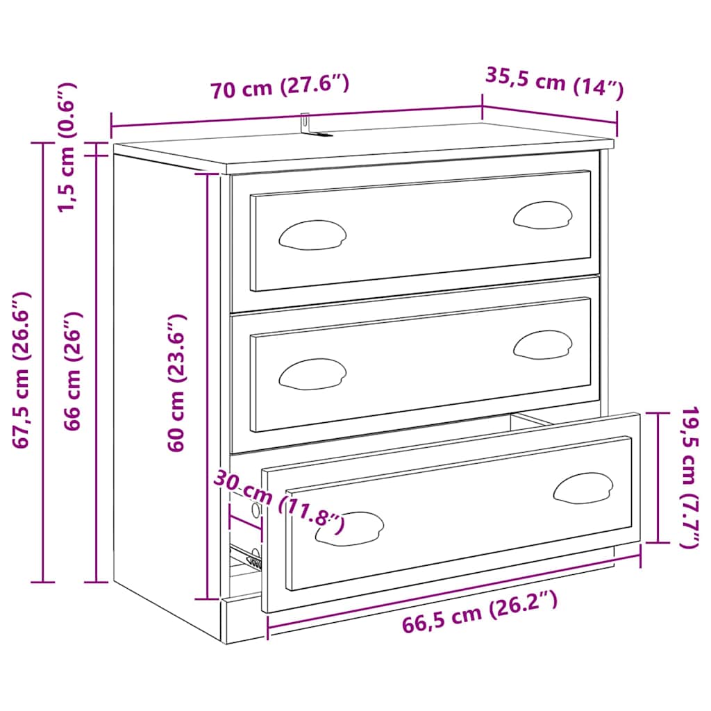 Πλαϊνό γραφείο με συρτάρι Μαύρη Οξυά 70 x 35,5 x 67,5 εκ. - Pakobazaar