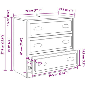Πλαϊνό γραφείο με συρτάρι Μαύρη Οξυά 70 x 35,5 x 67,5 εκ. - Pakobazaar