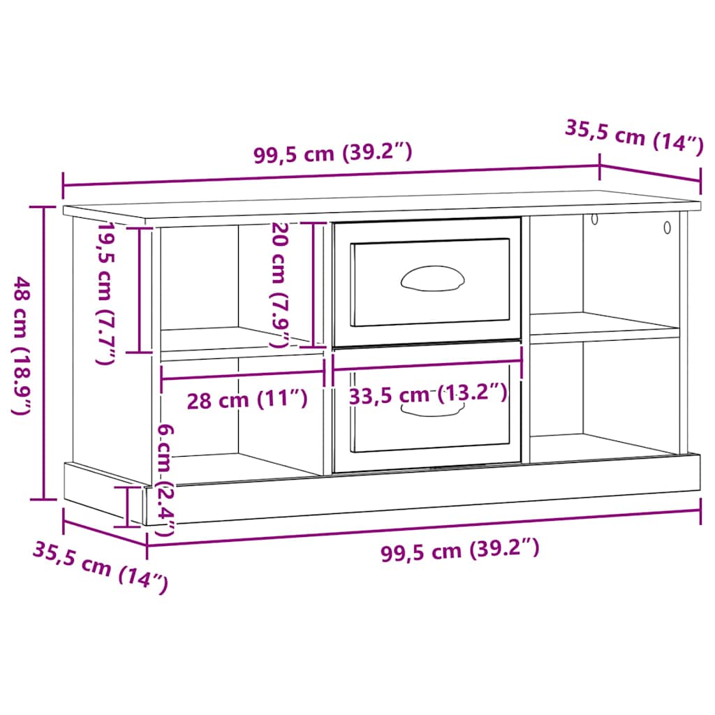 Ντουλάπι TV Μαύρη Οξυά 99,5 x 35,5 x 48 εκ. Επεξεργασμένο ξύλο