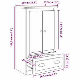 Highboard Μαύρη Οξυά 60 x 35,5 x 103,5 εκ. Επεξεργασμένο Ξύλο
